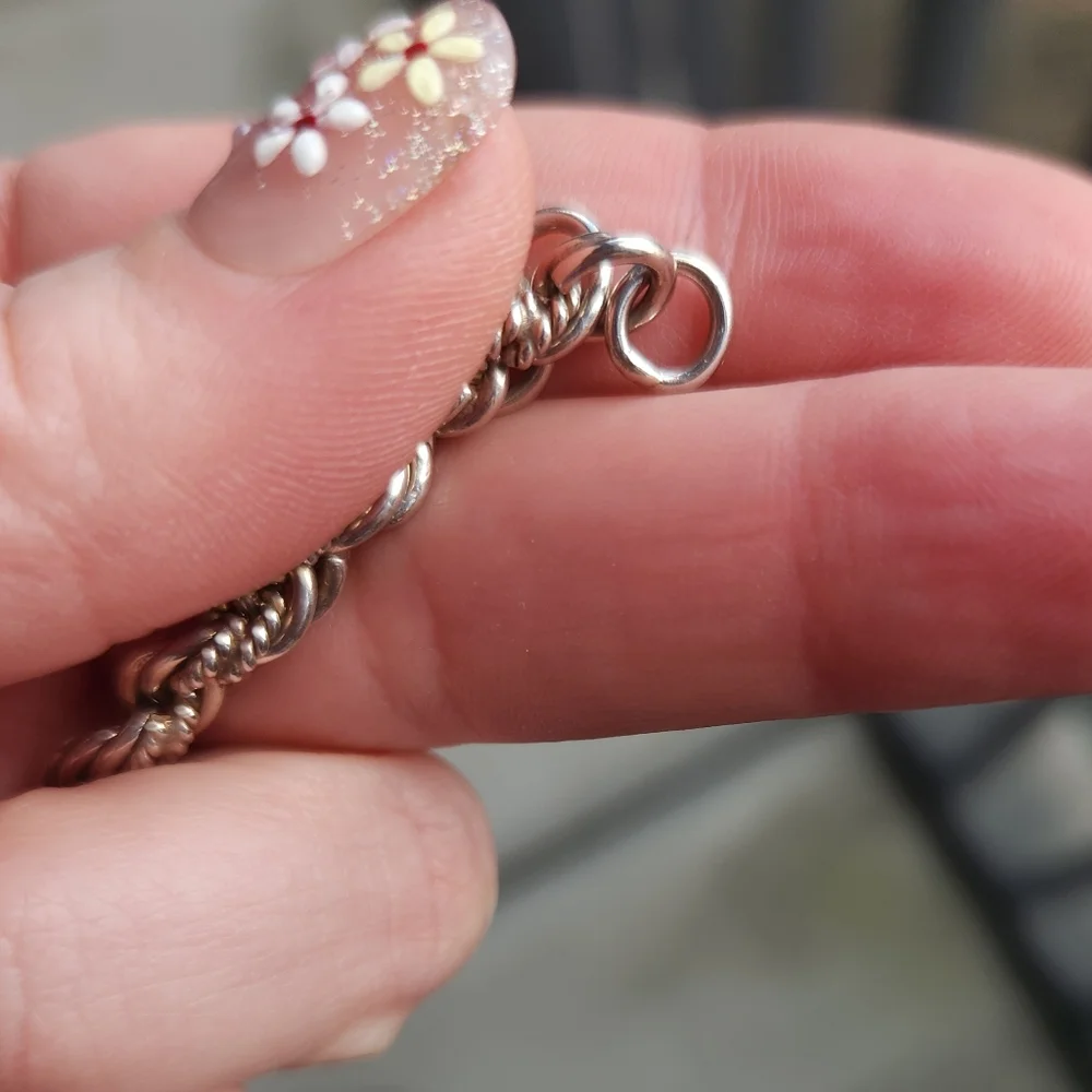 Handmade Sterling Silver 925 Multi Layered Rope Chain Bracelet 7
